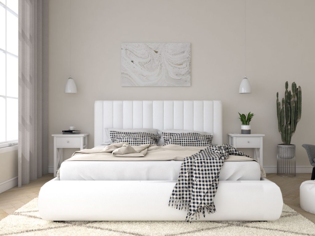 ایده ترکیب رنگ کرم و طوسی در دکوراسیون اتاق خواب