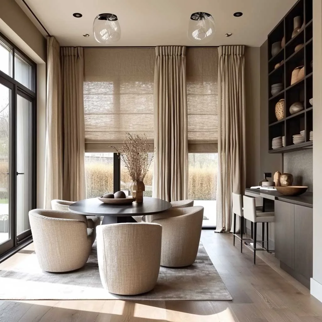 پرده ساده و صخیم مینیمال با رنگ خنثی