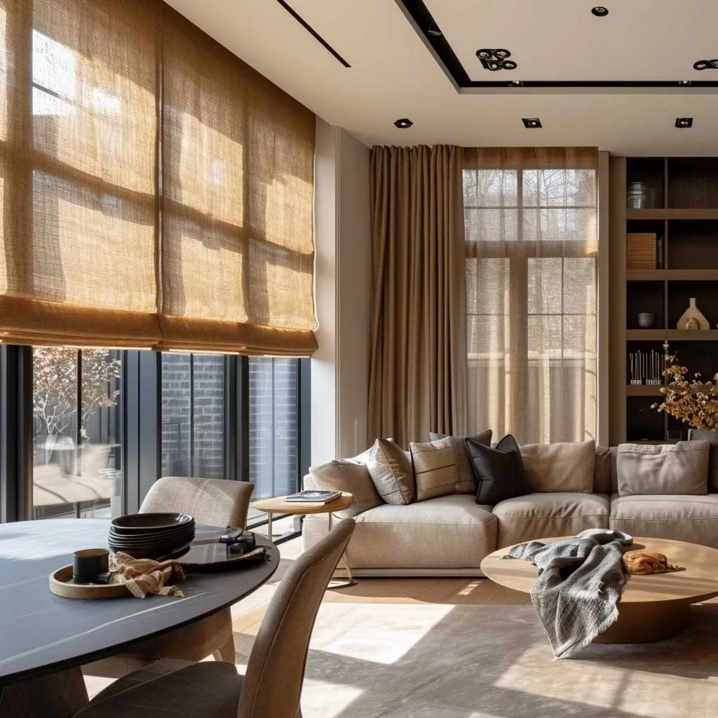 پرده ساده و صخیم مینیمال با رنگ خنثی