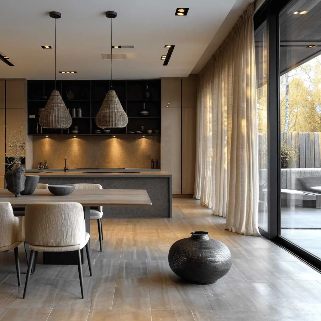 پرده ساده و صخیم مینیمال با رنگ خنثی