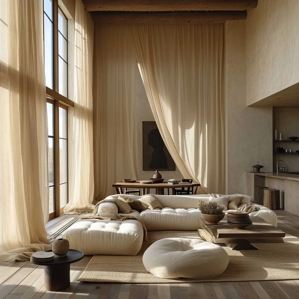 پرده ساده و ضخیم مینیمال با رنگ خنثی