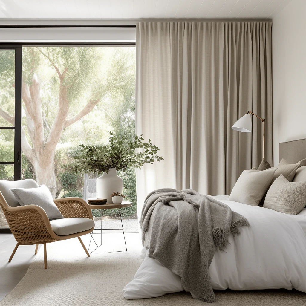 پرده پارچه‌ای کتان برای اتاق خواب